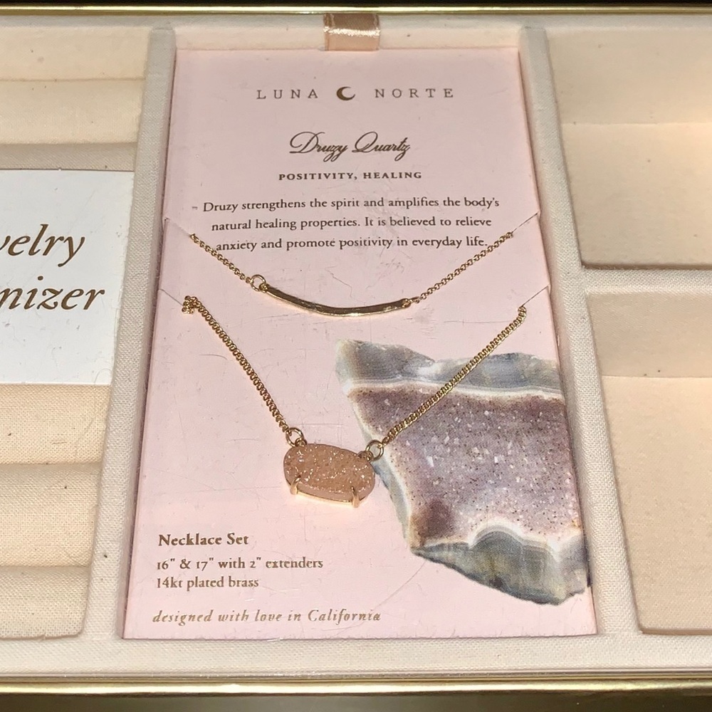 NEW Luna Norte Genuine Druzy Quartz Necklace Set - Picture 5 of 6